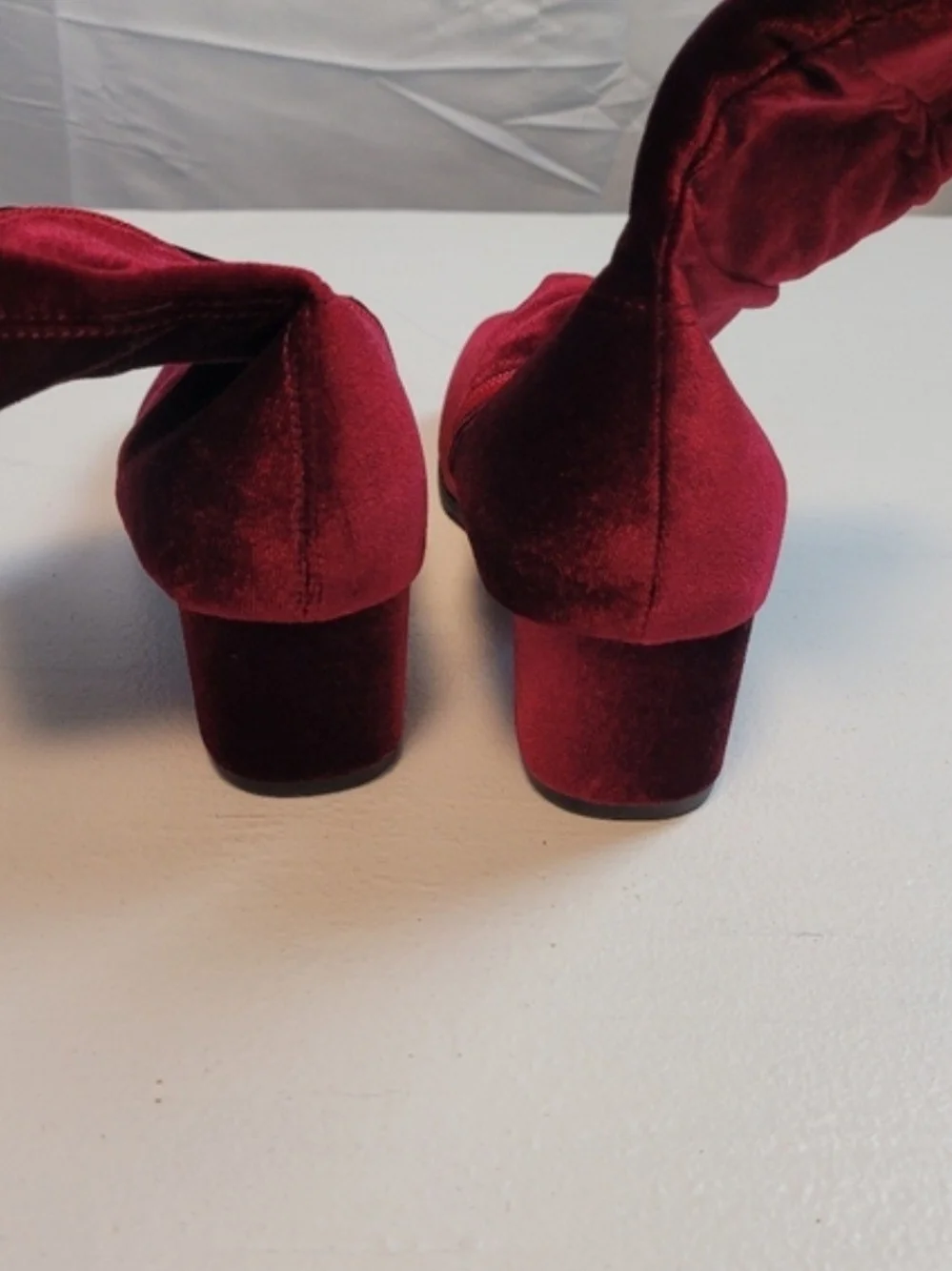Velvet Wine Red Ankle Booties with Side Zip US 11/ EU 42
